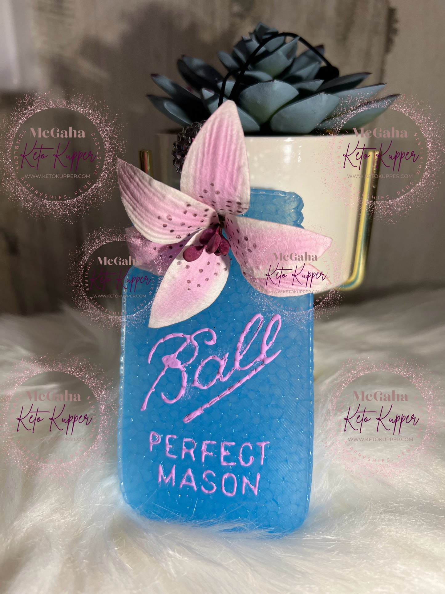 Mason Jar with Flowers Custom Freshie