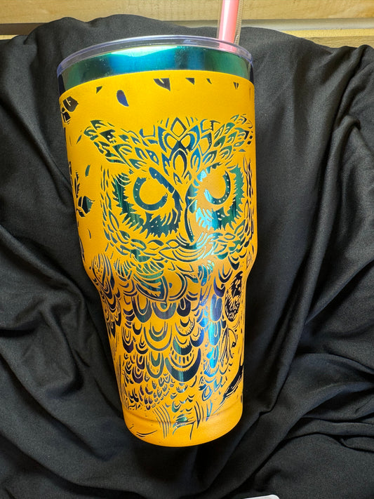 RTS 30 oz Curvy Engraved Owl Tumbler