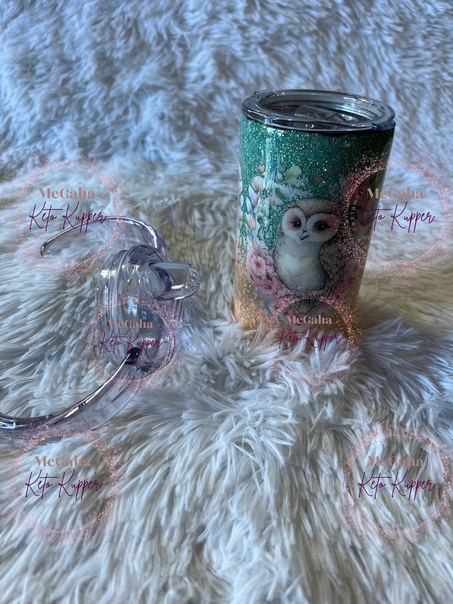 12oz Duo Sippy Owl Epoxy (Glitter) Design Tumbler