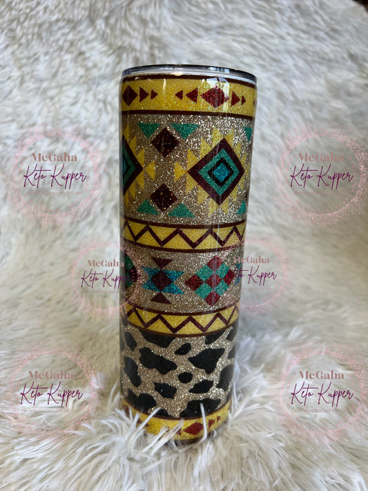 RTS 20oz Aztec Cow Print Tumbler