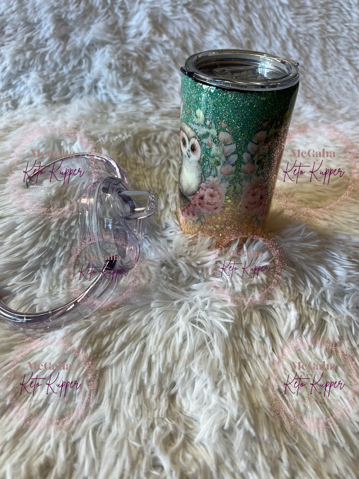 12oz Duo Sippy Owl Epoxy (Glitter) Design Tumbler