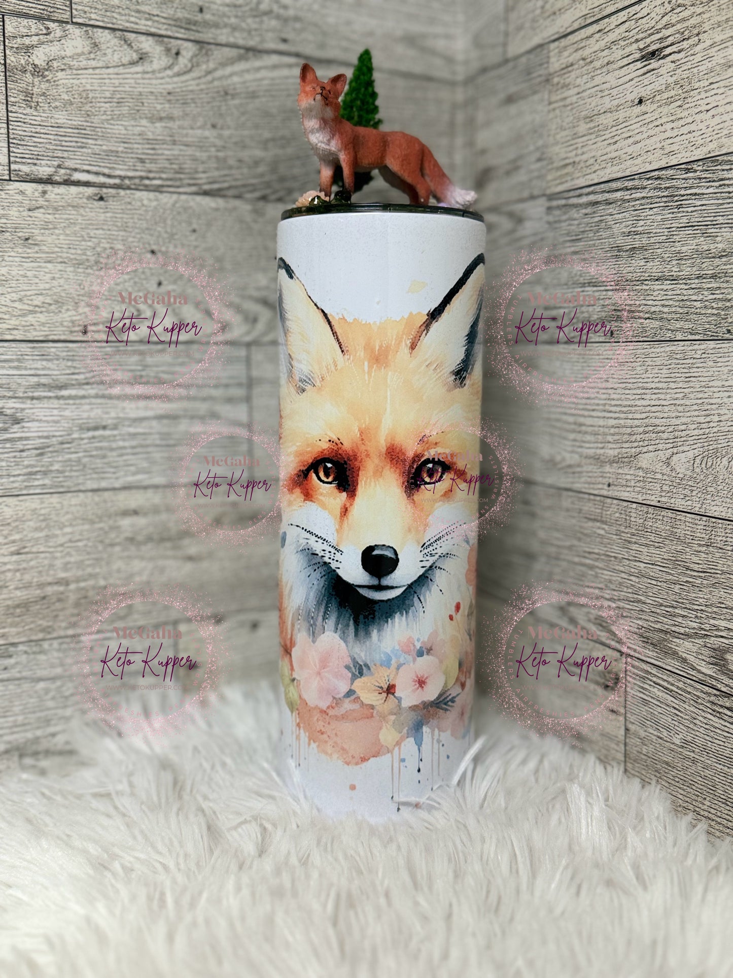 RTS 20 oz Skinny Straight Fox Tumbler with Custom Topper