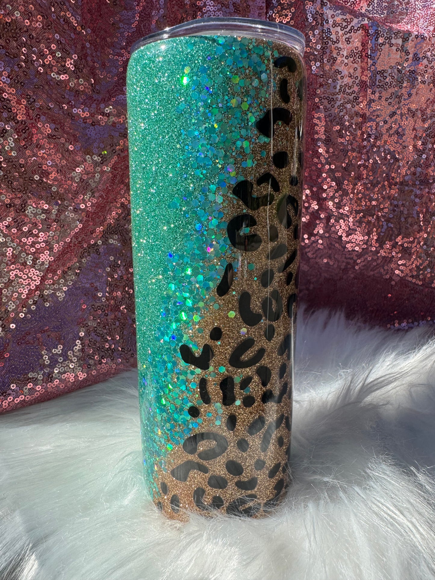 RTS 20oz Teal/Gold Leopard Tumbler