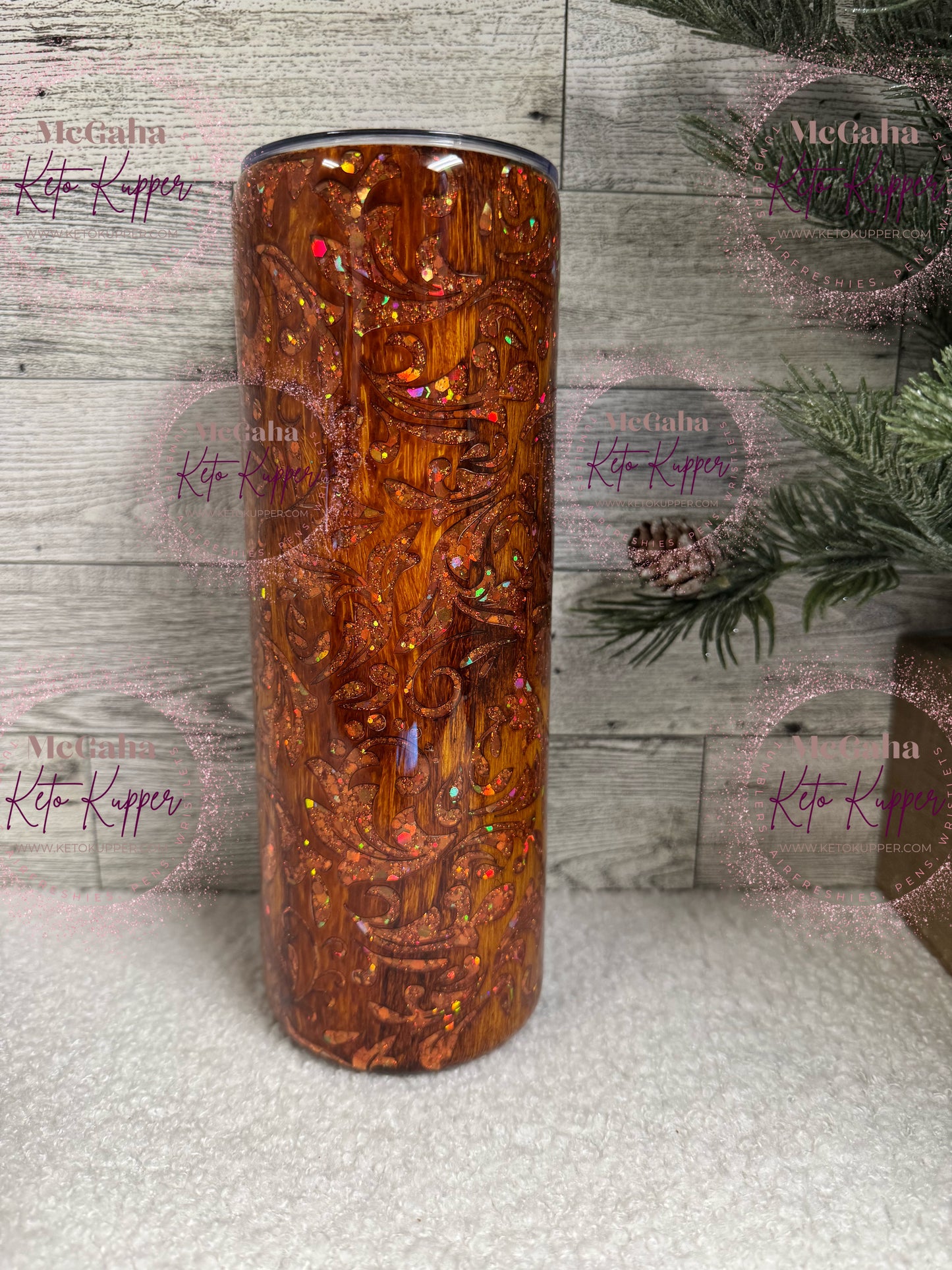 RTS 20oz Tooled Leather Tumbler