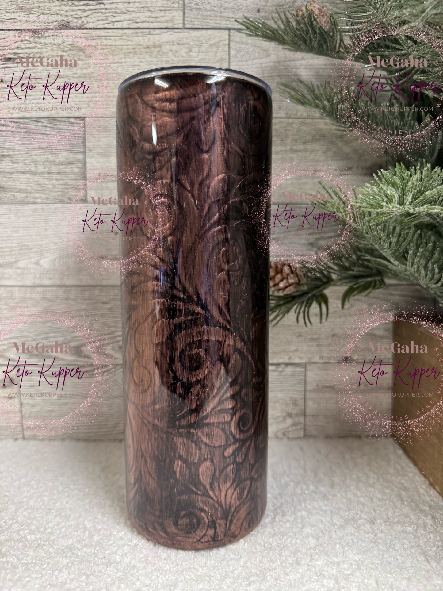 RTS 20oz Tooled Leather Tumbler