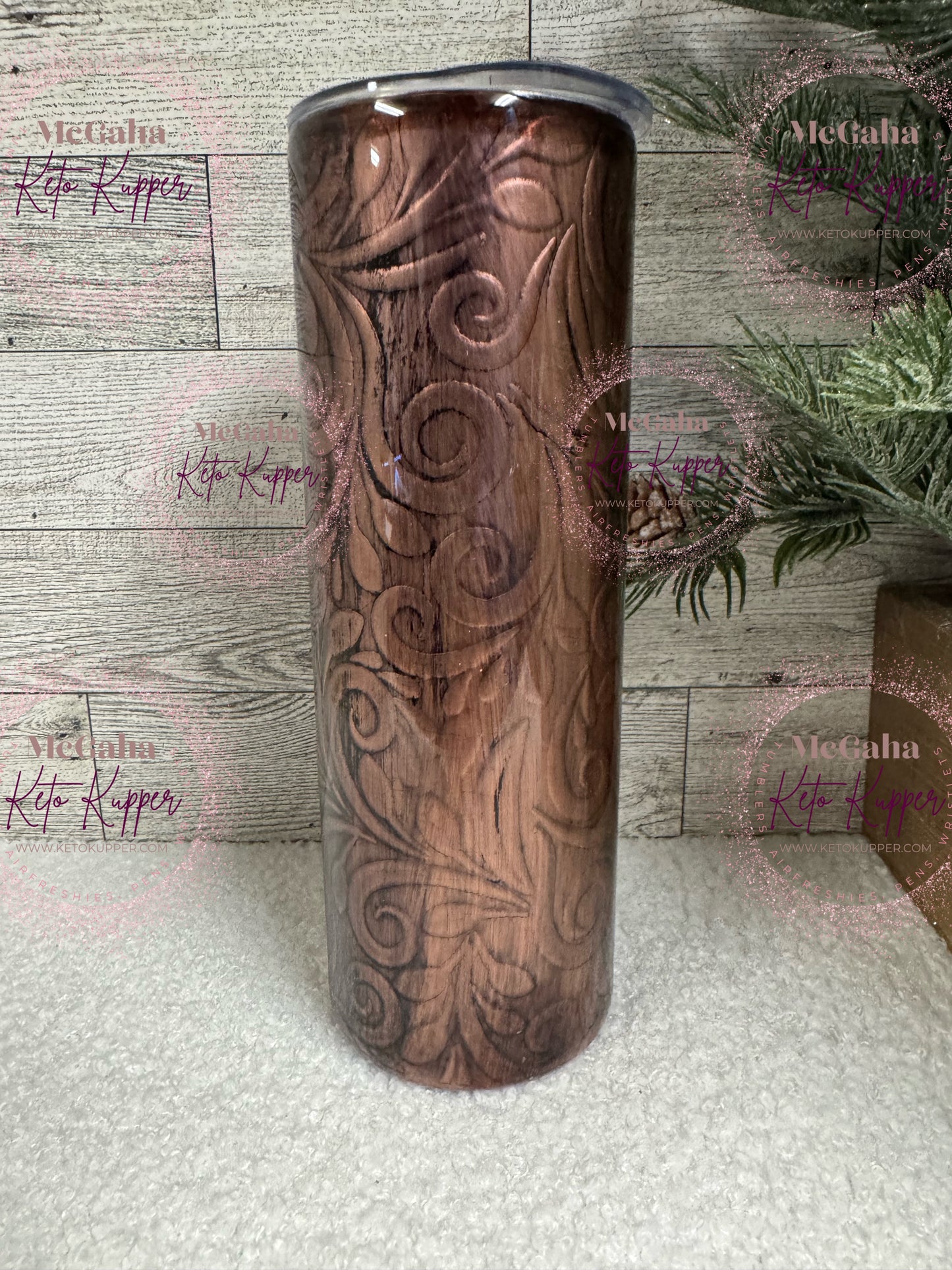 RTS 20oz Tooled Leather Tumbler