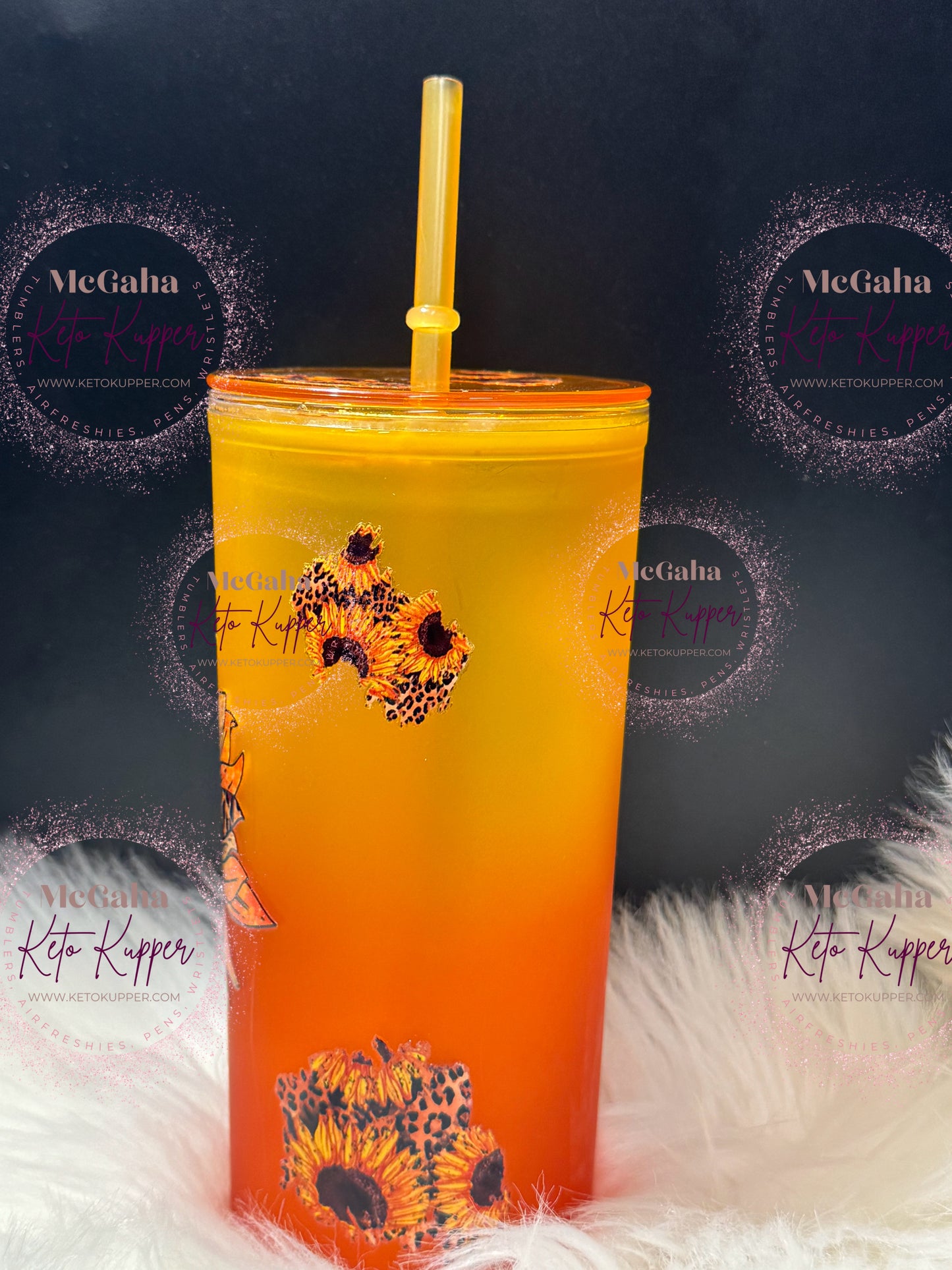 RTS 21oz Yellow & Orange Acrylic Sunflower Tumbler